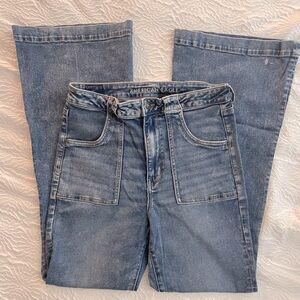 AE High Waisted Next Level Stretch Flare Jeans